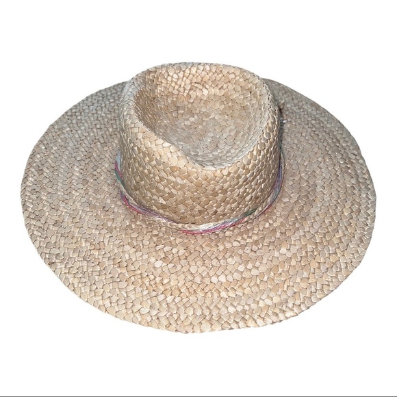 Capelli of New York Accessories - Vintage CAPPELLI  Wide Brim Straw Paper Woven Hat with Sequin Fish Detail